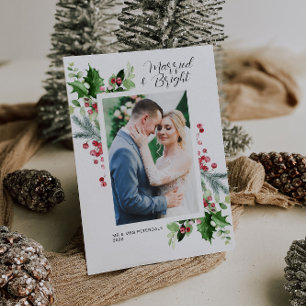 Verheiratete und helle Weihnachtsankündigung Dankeskarte