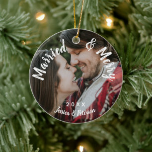 Verheiratete und Merry Custom Couple Name Jahr 2 F Keramik Ornament