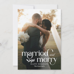 Verheiratete und Merry Newlywed Foto Holiday Card Feiertagskarte