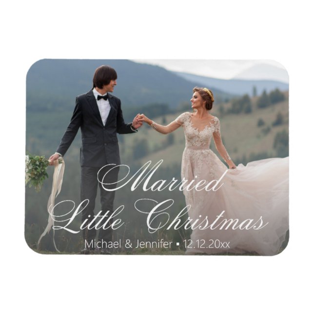 verheiratete Weihnachten Hochzeit Foto Urlaub Magnet (Horizontal)