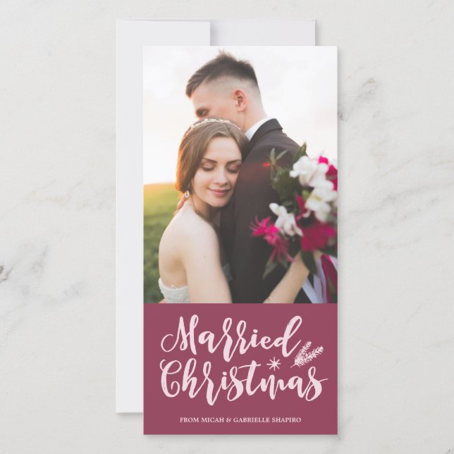 Verheiratete Weihnachten | Modernes Pine Mauve Fot (Vorderseite)