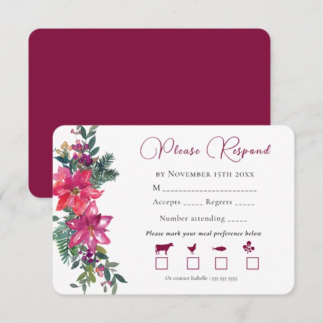 Verheiratete Weihnachtsfeier Pink Bléal RSVP Karte (Vorne/Hinten)
