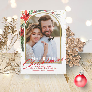 Verheiratete Weihnachtsfeiertage Hochzeitsankündig Feiertagskarte