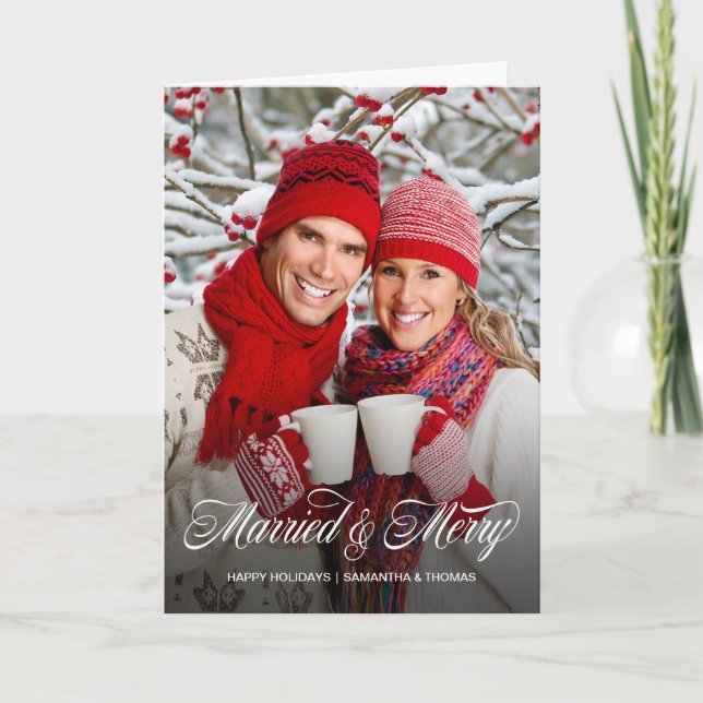 Verheiratete Weihnachtsfotokarte Karte (Vorderseite)