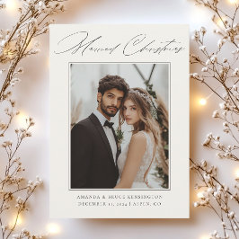Verheiratete Weihnachtskalligrafie-Foto Hochzeit Feiertagskarte