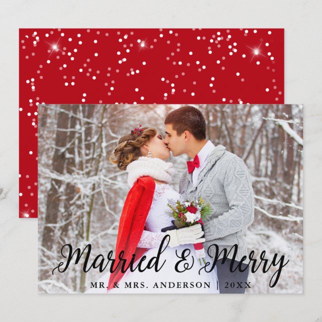 Verheiratete Weihnachtskarte & Merry Wedding Foto  Einladung (Vorne/Hinten)