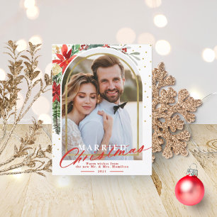 Verheiratete Weihnachtsurlaub Hochzeitsankündigung Feiertagspostkarte