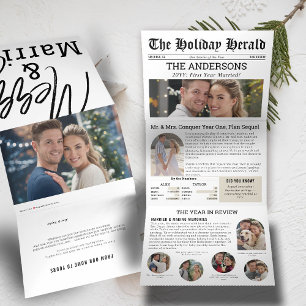 Verheiratete Zeitungsfoto-Collage Dreifach Gefaltete Urlaubskarte