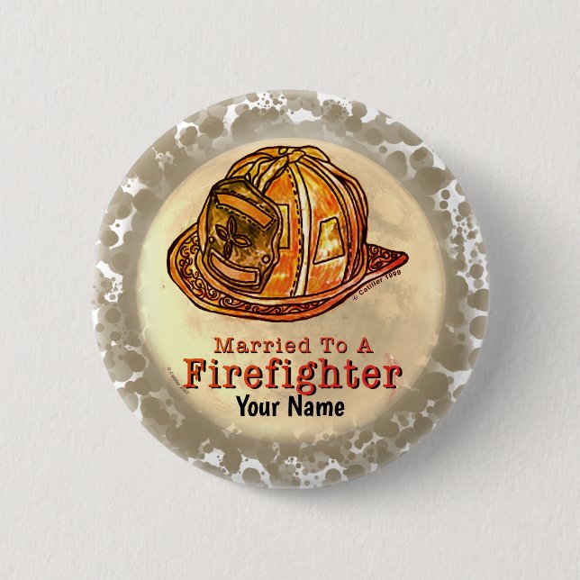Verheirateter Feuerwehrmann Button (Vorderseite)