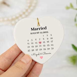 Verheirateter Kalender Personalisierter Hochzeitst Keramik Ornament
