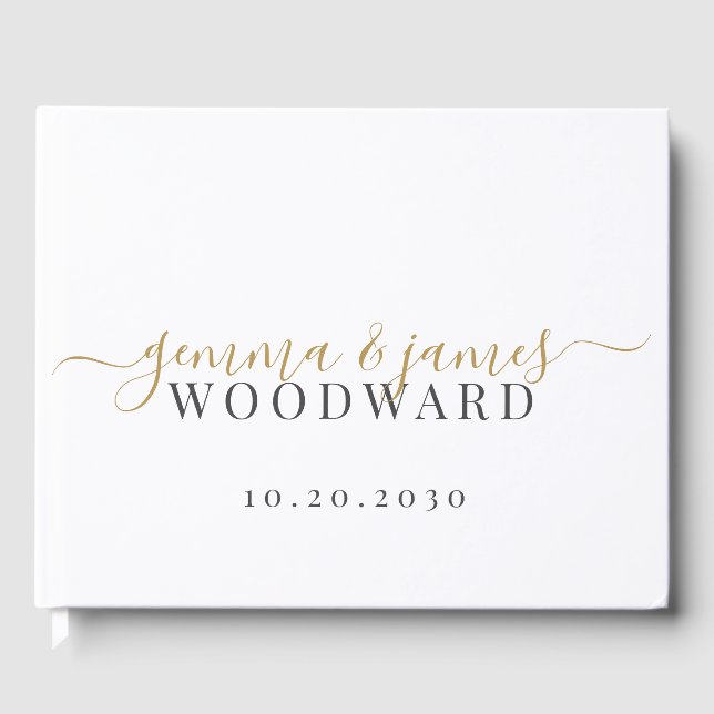 Verheirateter Name für Gold Script-Schwarz Gästebuch (Vorderseite)