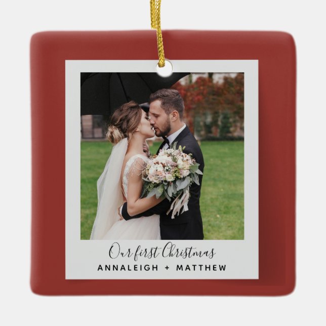 Verheirateter Weihnachtsfeiertag Foto Keramikornament (Vorderseite)