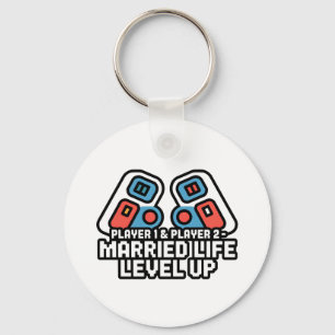 Verheiratetes Leben Level Up Gamer Kunst Schlüsselanhänger