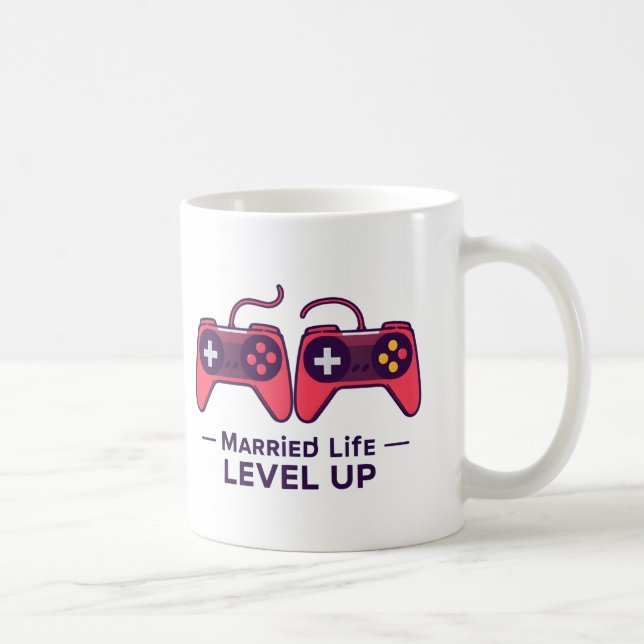 Verheiratetes Leben Level Up Gaming-Kunst Kaffeetasse (Rechts)
