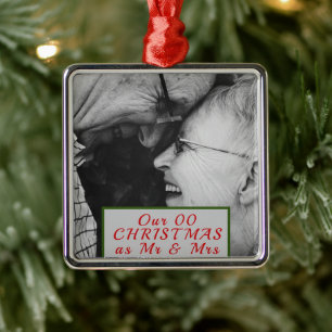 Verheiratetes Schwarz-Weiß-Foto Ornament Aus Metall