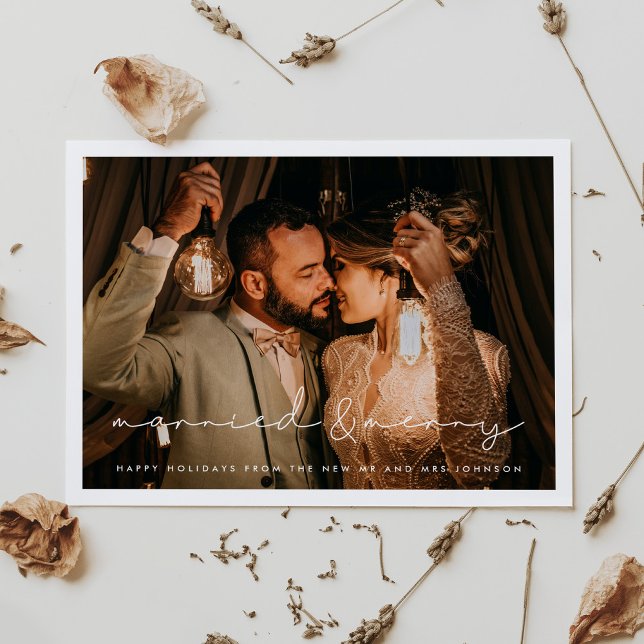 Verheiratetes und fröhliches Foto Weihnachten Postkarte (Von Creator hochgeladen)