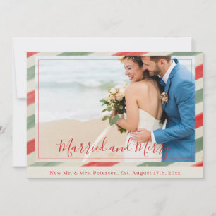 Verheiratetes und fröhliches Newlyweds Weihnachts- Feiertagskarte