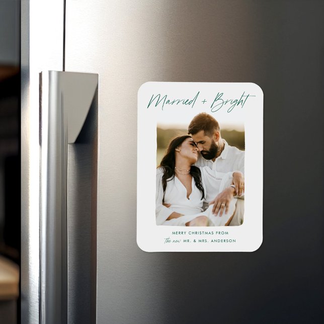 Verheiratetes und helles Green Script-Foto Magnet (Von Creator hochgeladen)