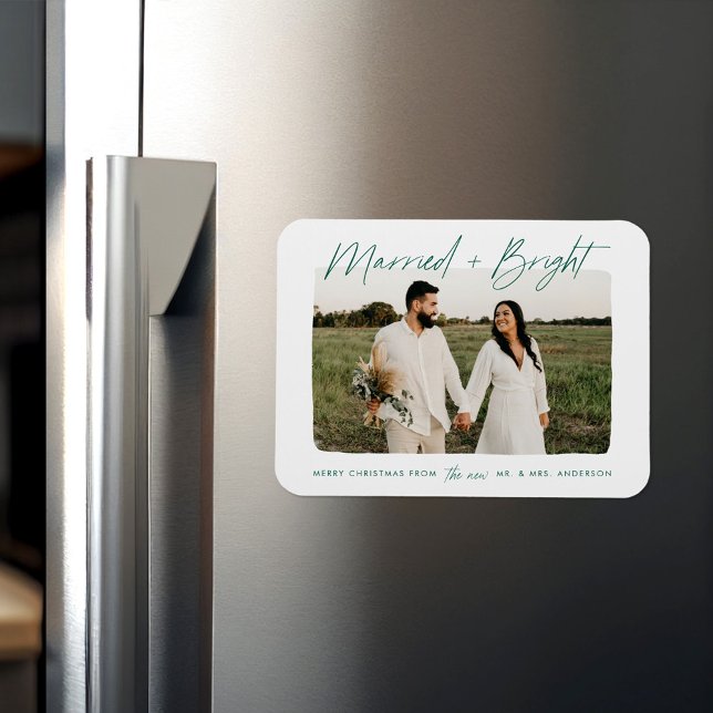 Verheiratetes und helles Green Script-Foto Magnet (Von Creator hochgeladen)