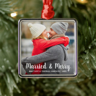Verheiratetes und lustiges frisch verheiratetes Fo Ornament Aus Metall