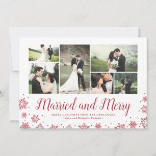 Verheiratetes und Merry Newlywed Multi Foto Holida Feiertagskarte