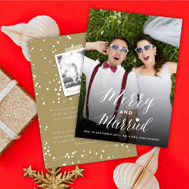 Verheiratetes und trendy Script Foto Wedding Feiertagskarte