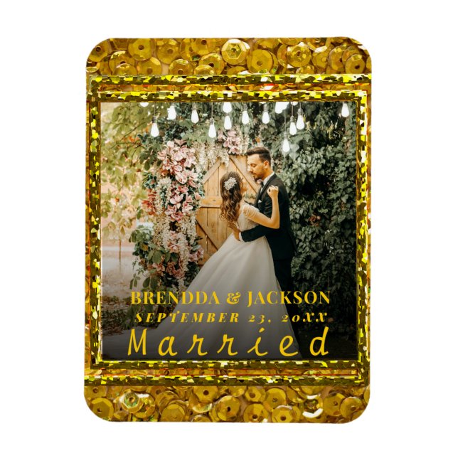 Verheiratetes Weihnachts-Elegantes Foto Magnet (Vertikal)