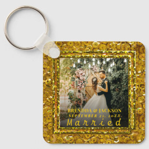 Verheiratetes Weihnachts-Elegantes Foto Schlüsselanhänger