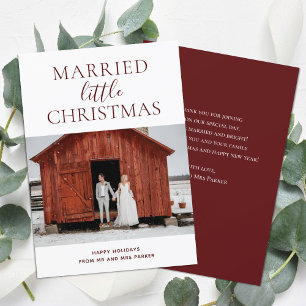 Verheiratetes Weihnachts-Rote Schrift Modernes Fot Feiertagskarte