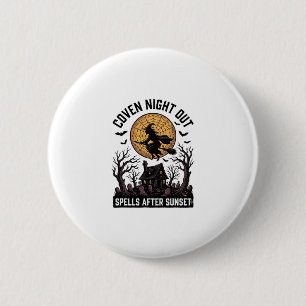 Verhexte Koven-Shirt Vintage Hexenhaus Halloween Button