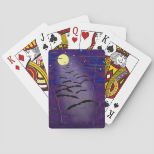 Verhexte Stunde mit Vollmond und Fledermäusen Hall Spielkarten