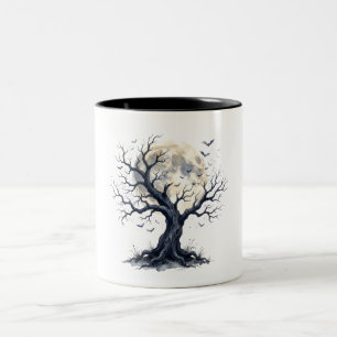 Verhexter Baum unter dem Vollmond Zweifarbige Tasse