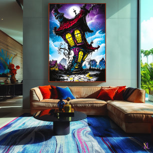 Verhextes verdrehtes Haus – gothische Fantasy-Kuns Poster
