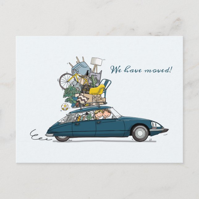 Verhuiskaart Citroen Snoek blauw Postkarte (Vorderseite)