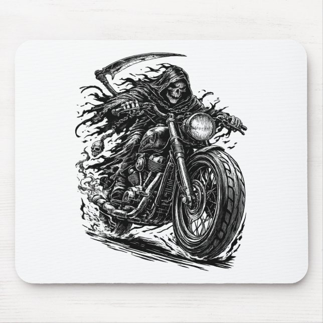 Verhüllter Sensenmann-Motorradfahrer  Mousepad (Vorne)