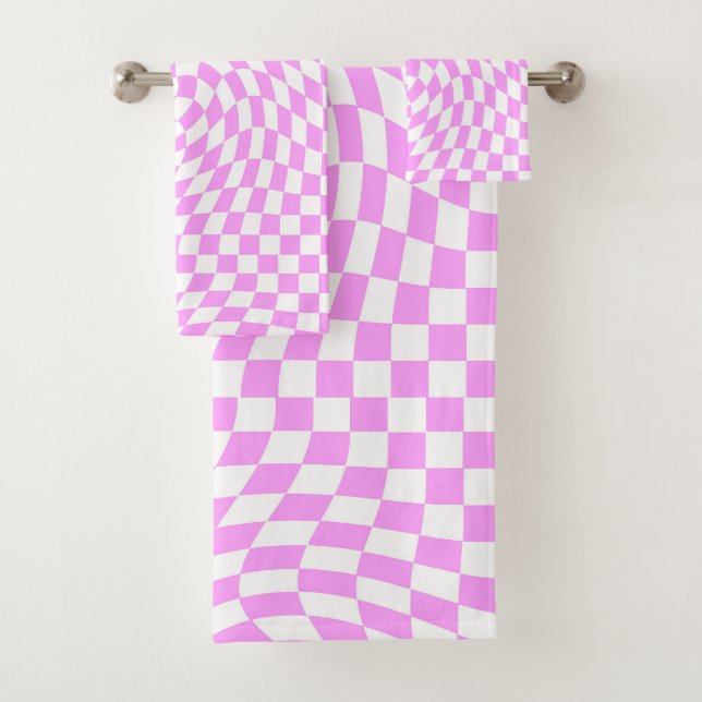 Vérificateur déformé rose et blanc À damiers Motif (En situation)