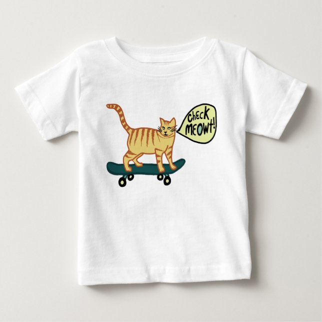 Vérifier Meowt Punny Skateboard Tabby T-Shirt Chat (Devant)