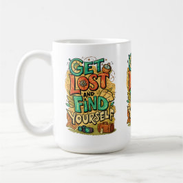 Verirre dich und finde dich selbst kaffeetasse