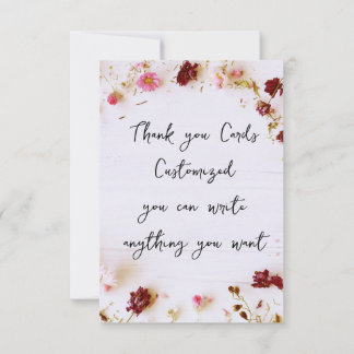 Véritable Carte de remerciements floral plat, cust