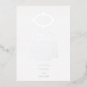 Véritable Carte de remerciements Mariage blanc à h