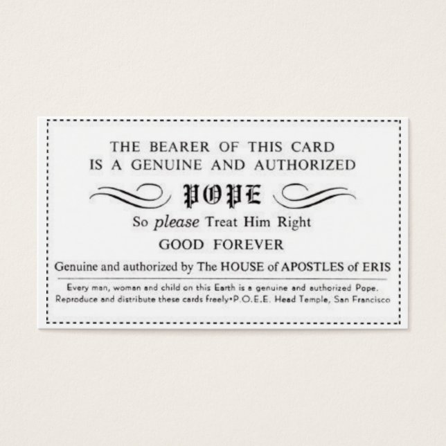 véritable carte pope certifiée (Devant)