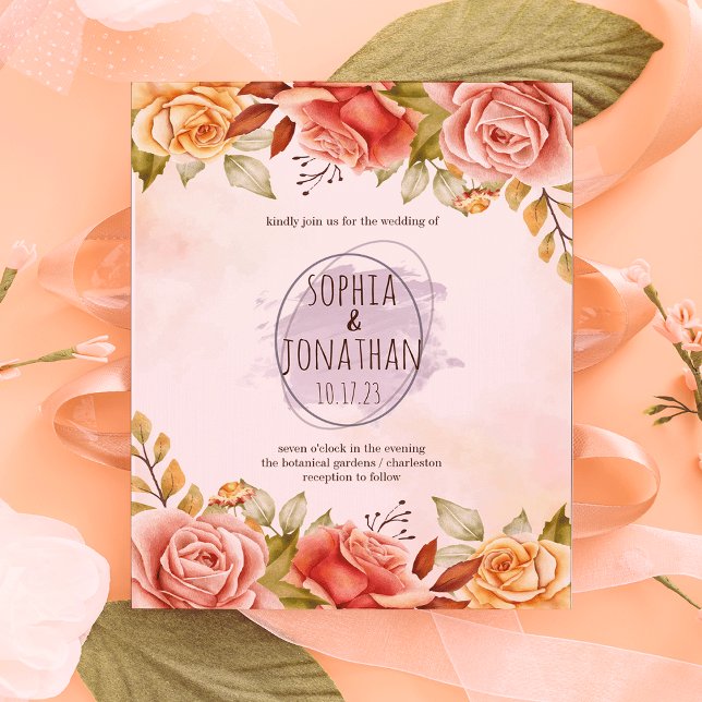 Véritable Faire-part de mariage d'aquarelle Floral (Créateur téléchargé)