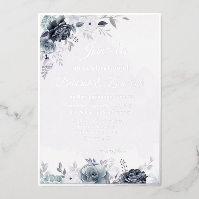 véritable feuille florale faire-part de mariage in (Recto)