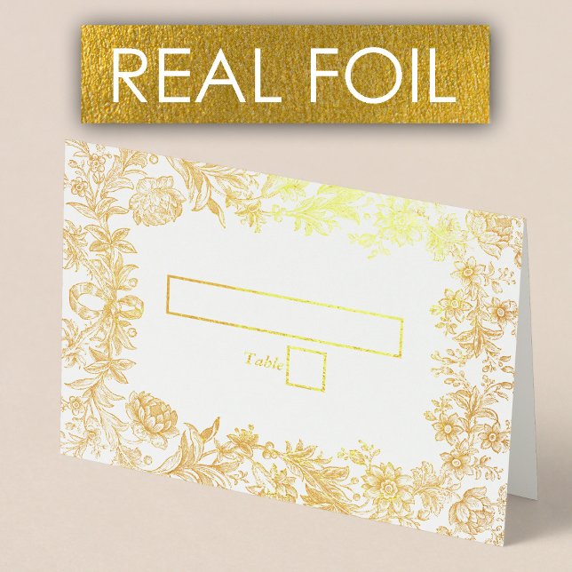 Véritable Gold Foil Floral Botanal Mariage Carte P (Real Gold Foil Floral Botanical Wedding Place Card)
