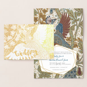 Véritable Gold Foil Peacock Invitations de mariage