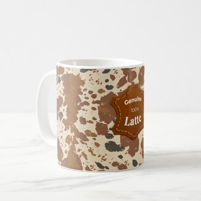 Véritable Mug à Latte 100% | Esthétique Café Cuir  (Devant gauche)