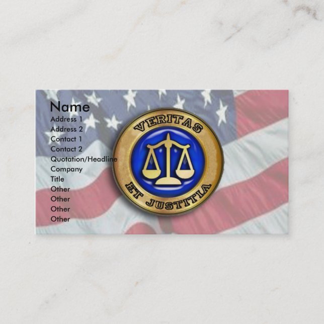 Veritas et Justitia in der US FLag Visitenkarte (Vorderseite)