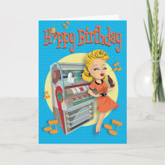 verjaardagskaart 50ties rock classic jukebox karte