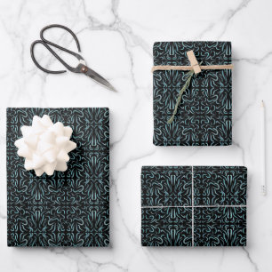 Verjüngte Umrissformen gefüllt mit aquatischen Far Geschenkpapier Set