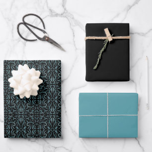 Verjüngte Umrissformen gefüllt mit aquatischen Far Geschenkpapier Set
